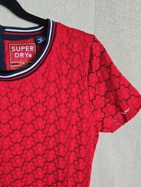 Superdry Red Lace Dress - Size8